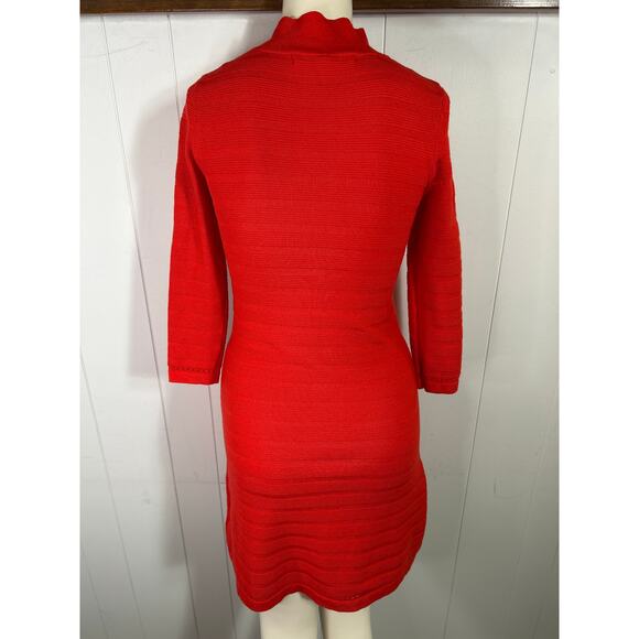 Guess women’s red bodycon sweater dress with mock neck and keyhole cutout Size S - Picture 6 of 10